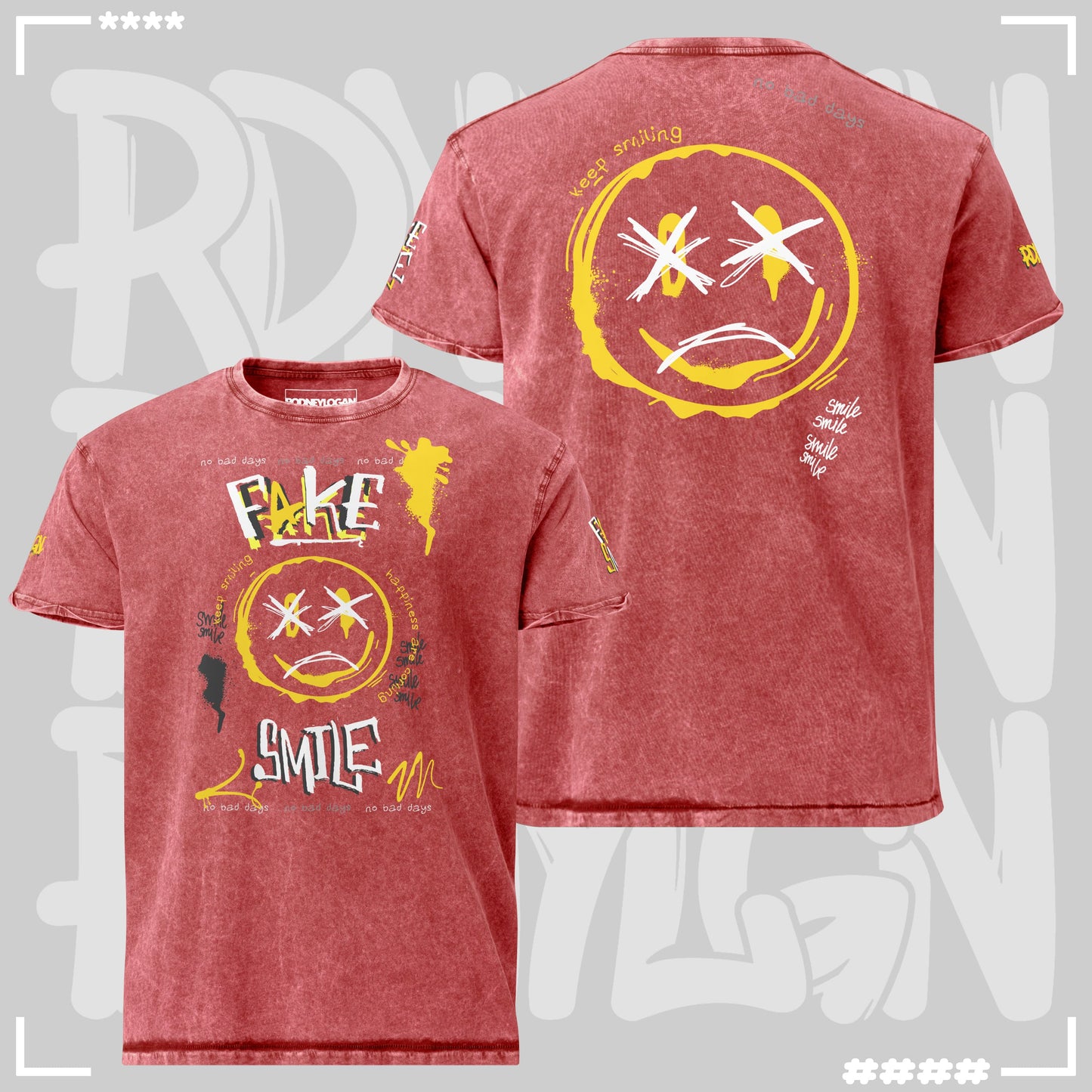 Denim T-Shirt - Fake Smile Rot T-Shirt