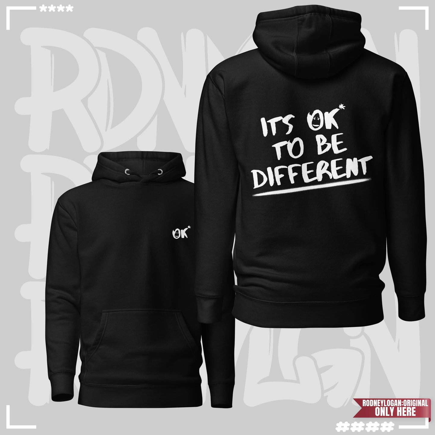 Hoodie - It´s Ok to be Different Vintage Schwarz Hoodie