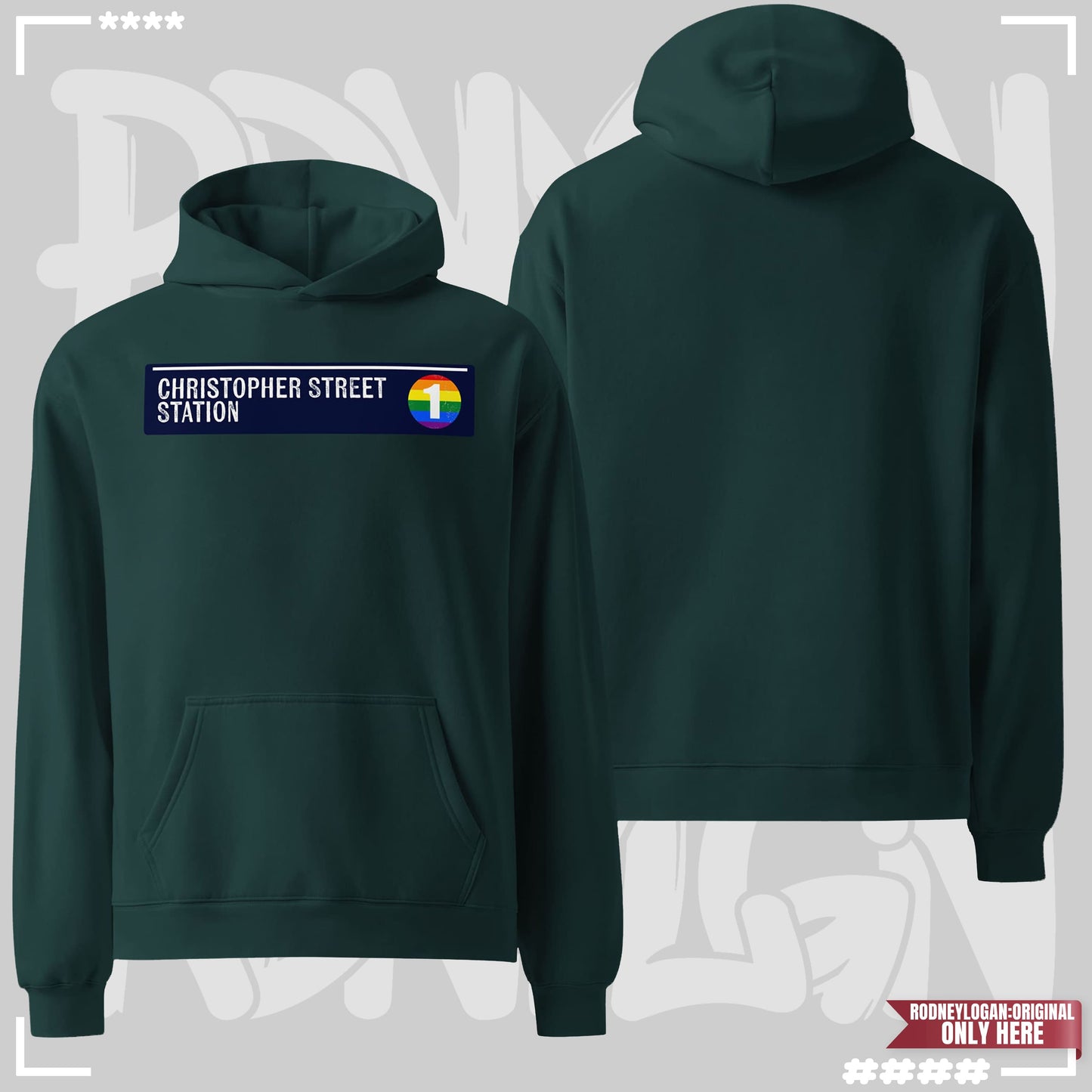 Oversized Hoodie – Christopher Street Station Pine Green Oversized Hoodie
