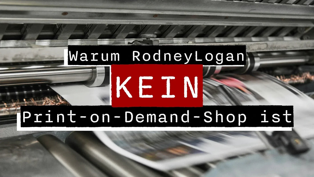 Druckprozess bei RodneyLogan als Symbolbild für echte Produktion statt Print-on-Demand-Massenabwicklung.