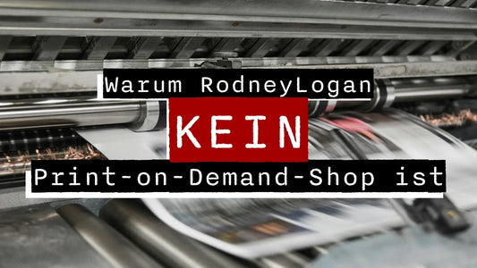 Druckprozess bei RodneyLogan als Symbolbild für echte Produktion statt Print-on-Demand-Massenabwicklung.