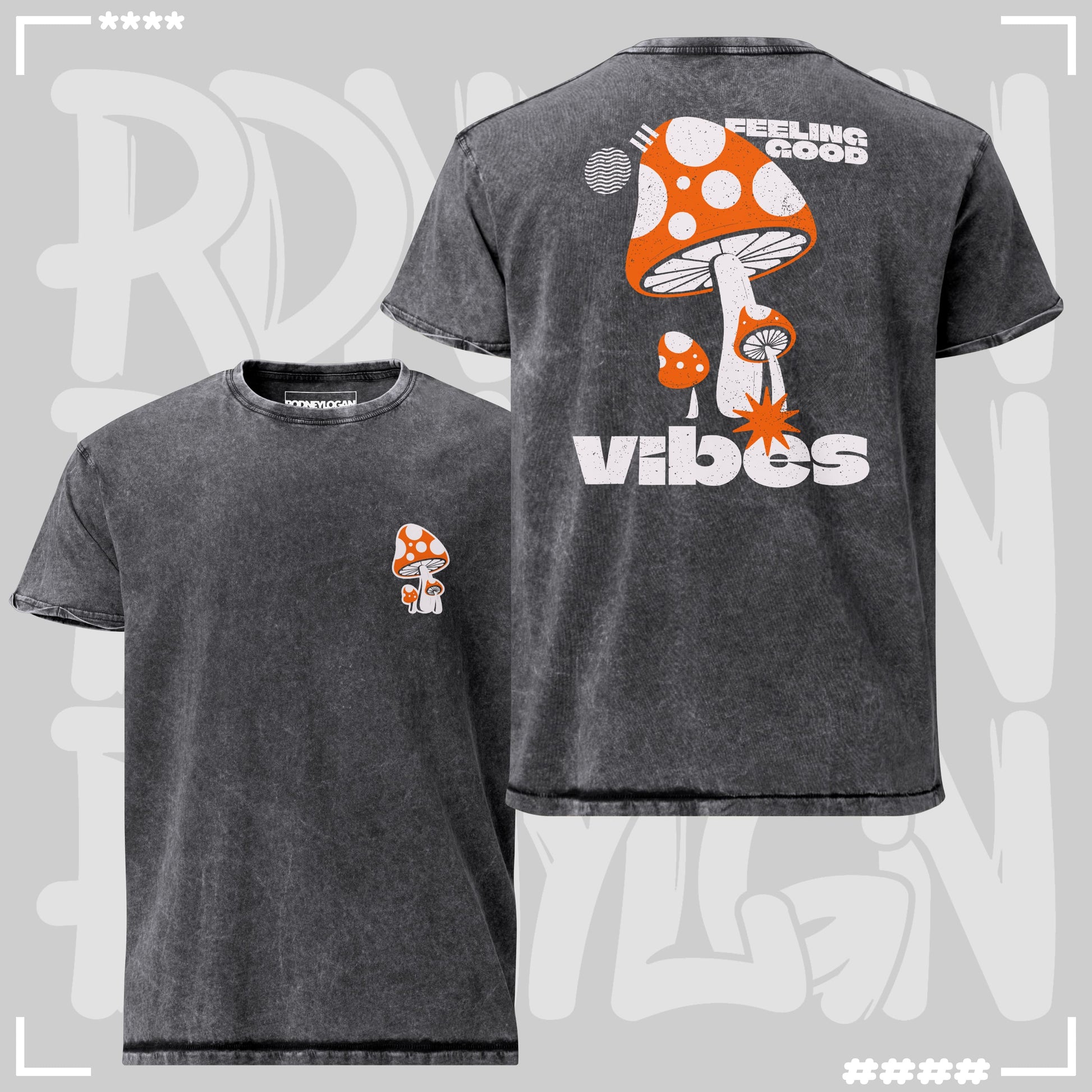 Denim T-Shirt - Mushrooms Black T-Shirt