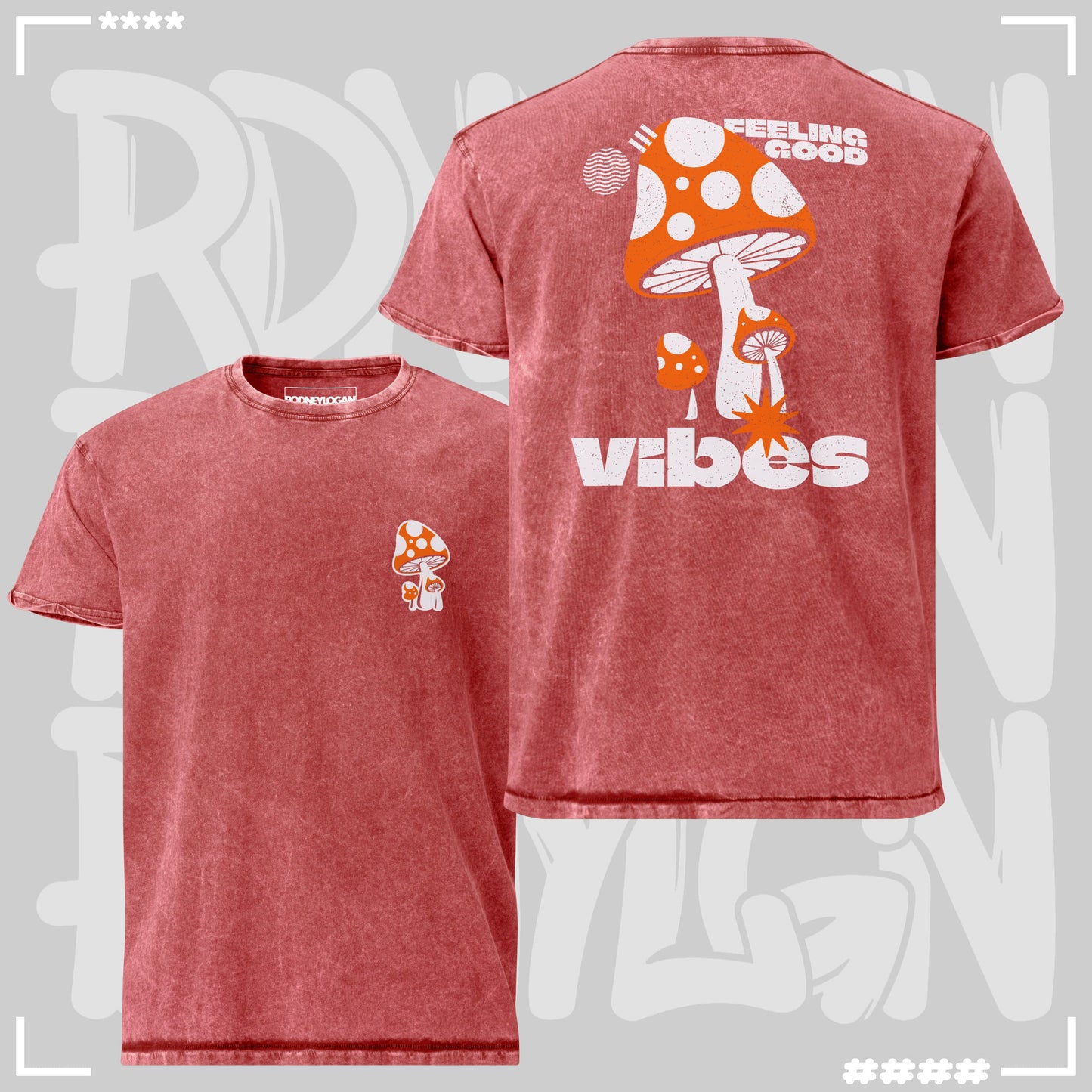 Denim T-Shirt - Mushrooms Red T-Shirt