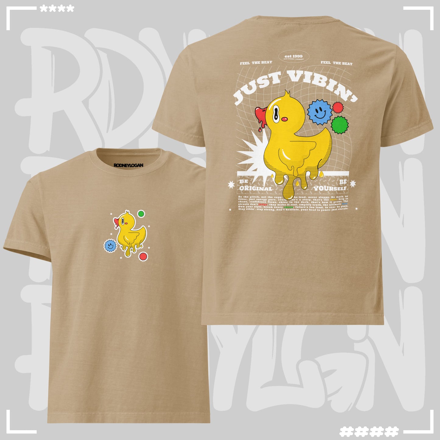 Oversized T-Shirt - Just Vibin Khaki T-Shirt