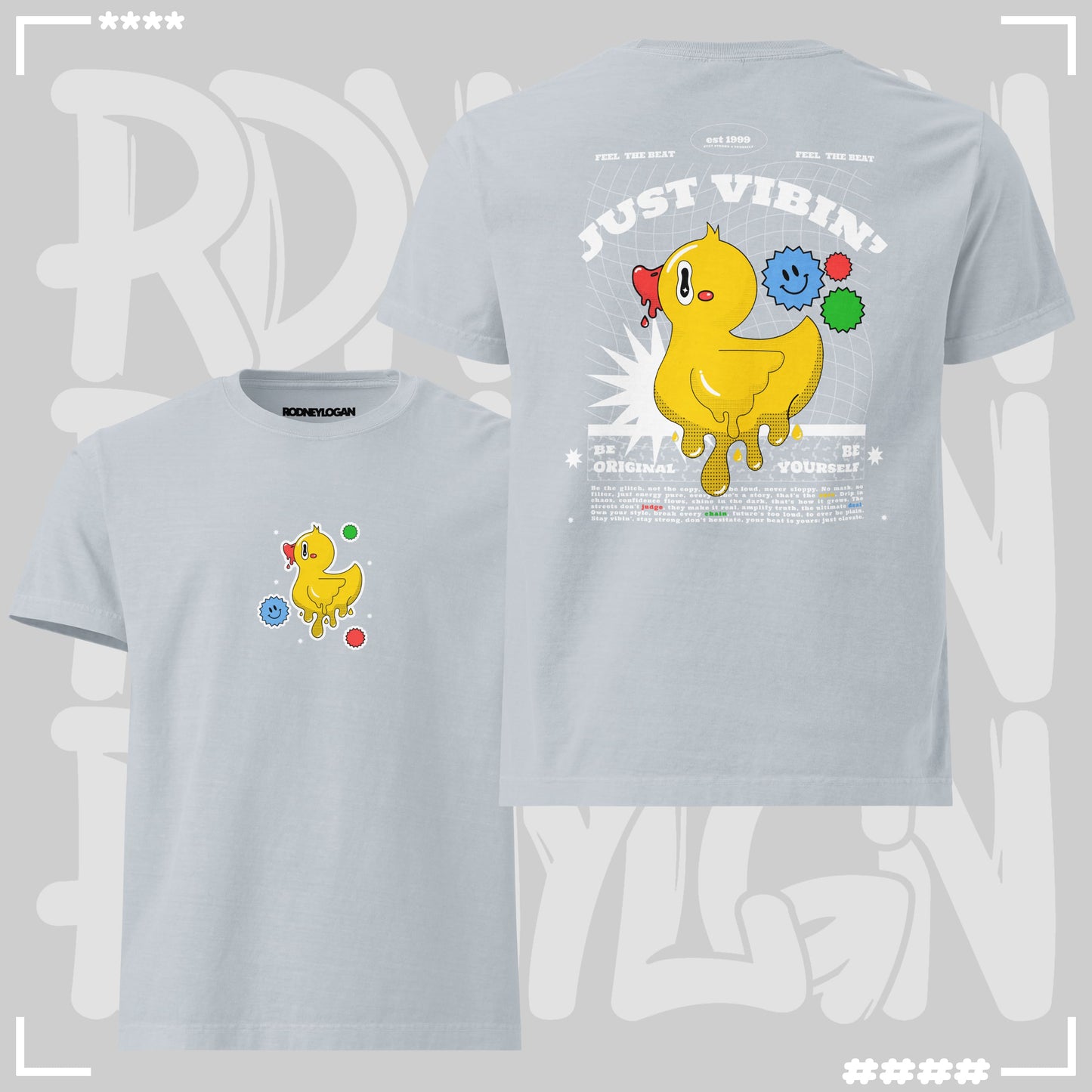 Oversized T-Shirt - Just Vibin Light Washed Denim T-Shirt