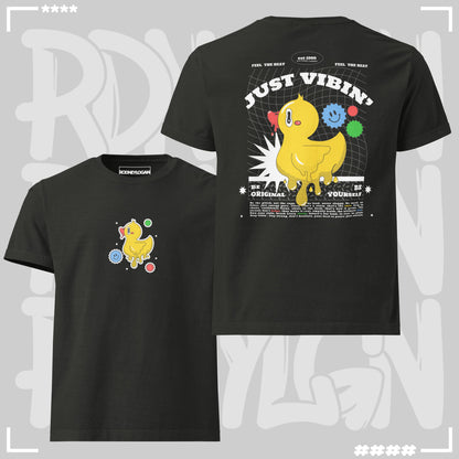 Oversized T-Shirt - Just Vibin Washed Black T-Shirt