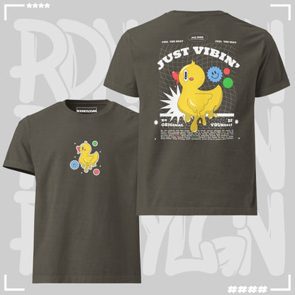 Oversized T-Shirt - Just Vibin Washed Charcoal T-Shirt