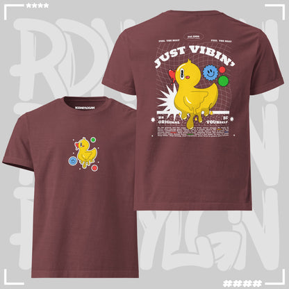Oversized T-Shirt - Just Vibin Washed Maroon T-Shirt