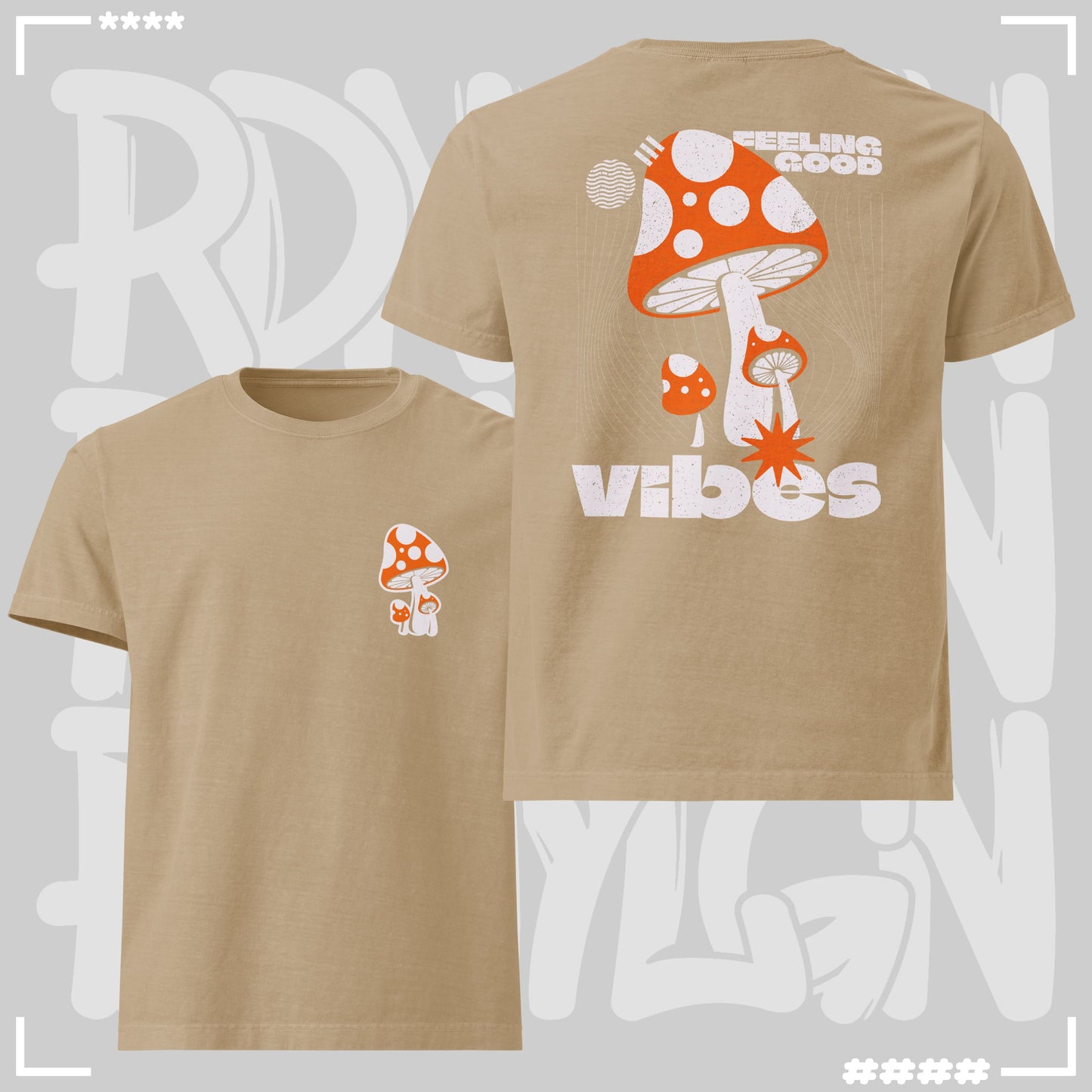 Oversized T-Shirt - Mushrooms Khaki Oversized T-Shirt