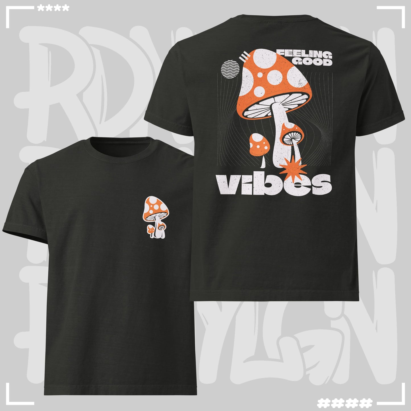 Oversized T-Shirt - Mushrooms Washed Black Oversized T-Shirt