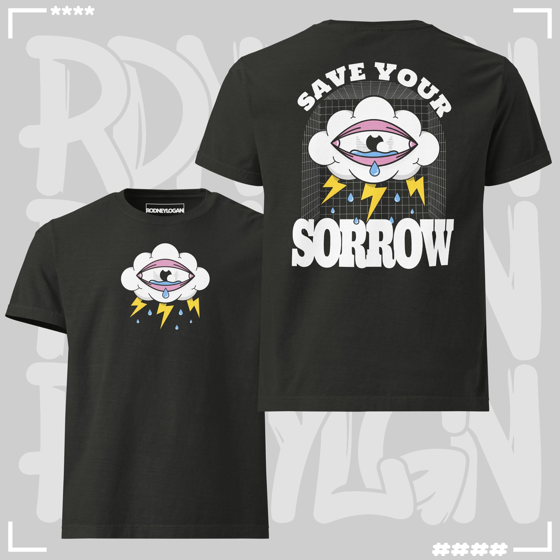 Oversized T-Shirt - Save your Sorrow Washed Black Oversized T-Shirt