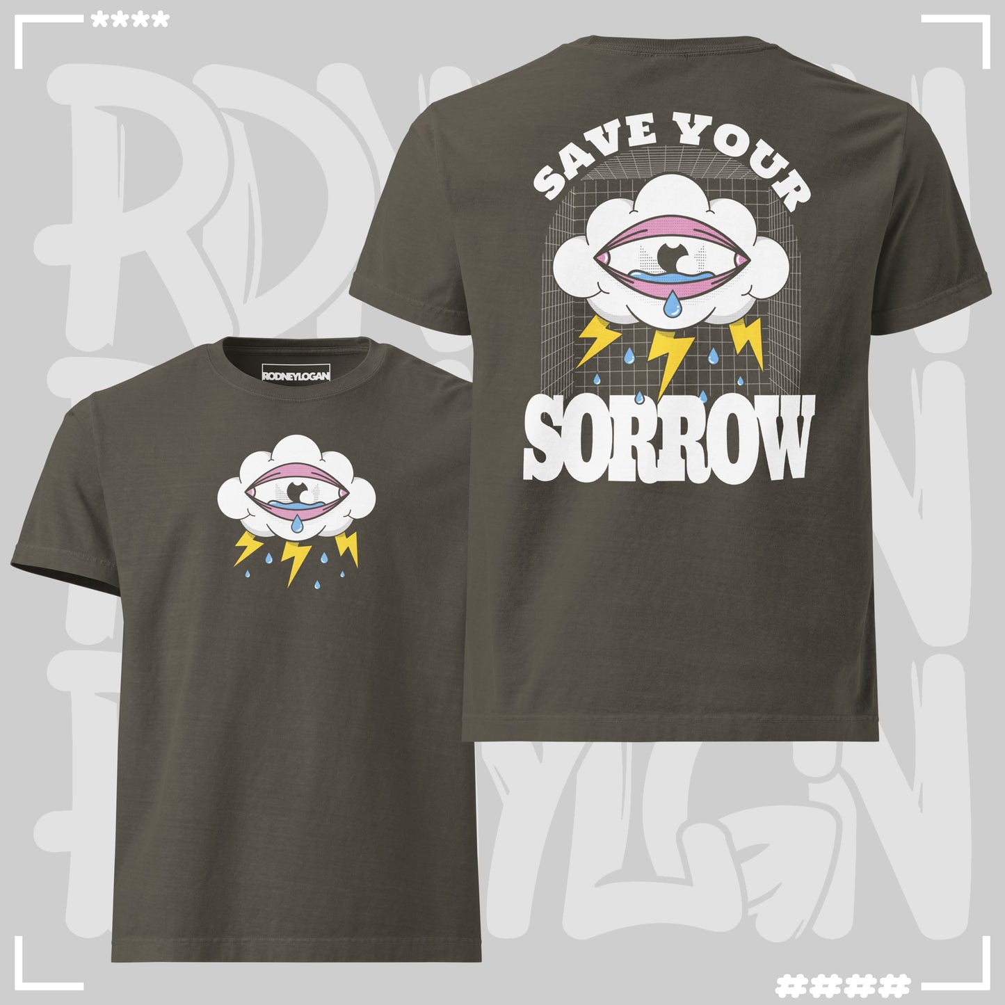 Oversized T-Shirt - Save your Sorrow Washed Charcoal Oversized T-Shirt